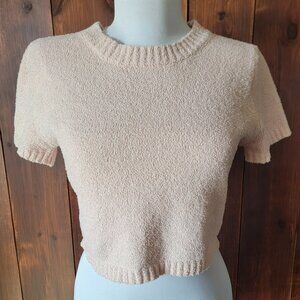 Double Zero Spicy Small Pink Eyelash Knit Cropped Sweater Soft Boutique Top Soft
